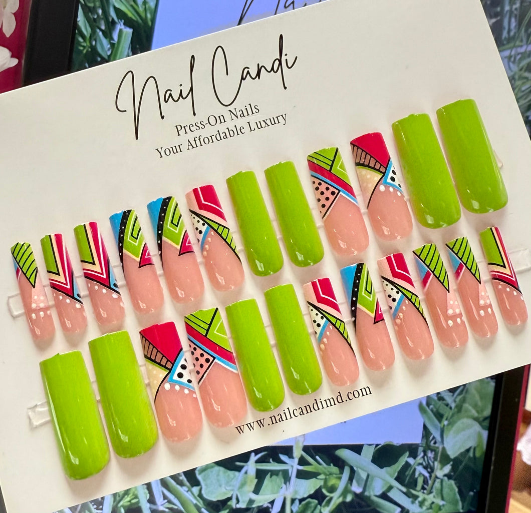Azteca | XL Square Abstract Nails