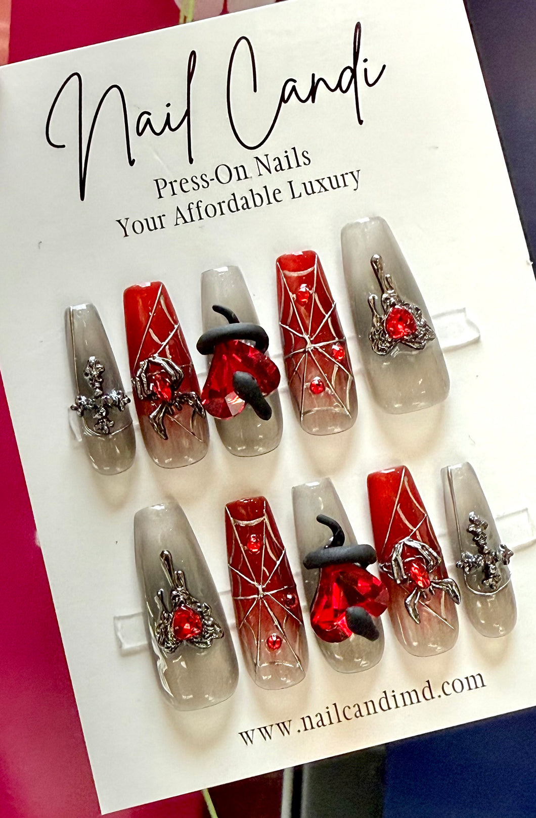 Handmade Long Coffin Junk Charm Goth Nails