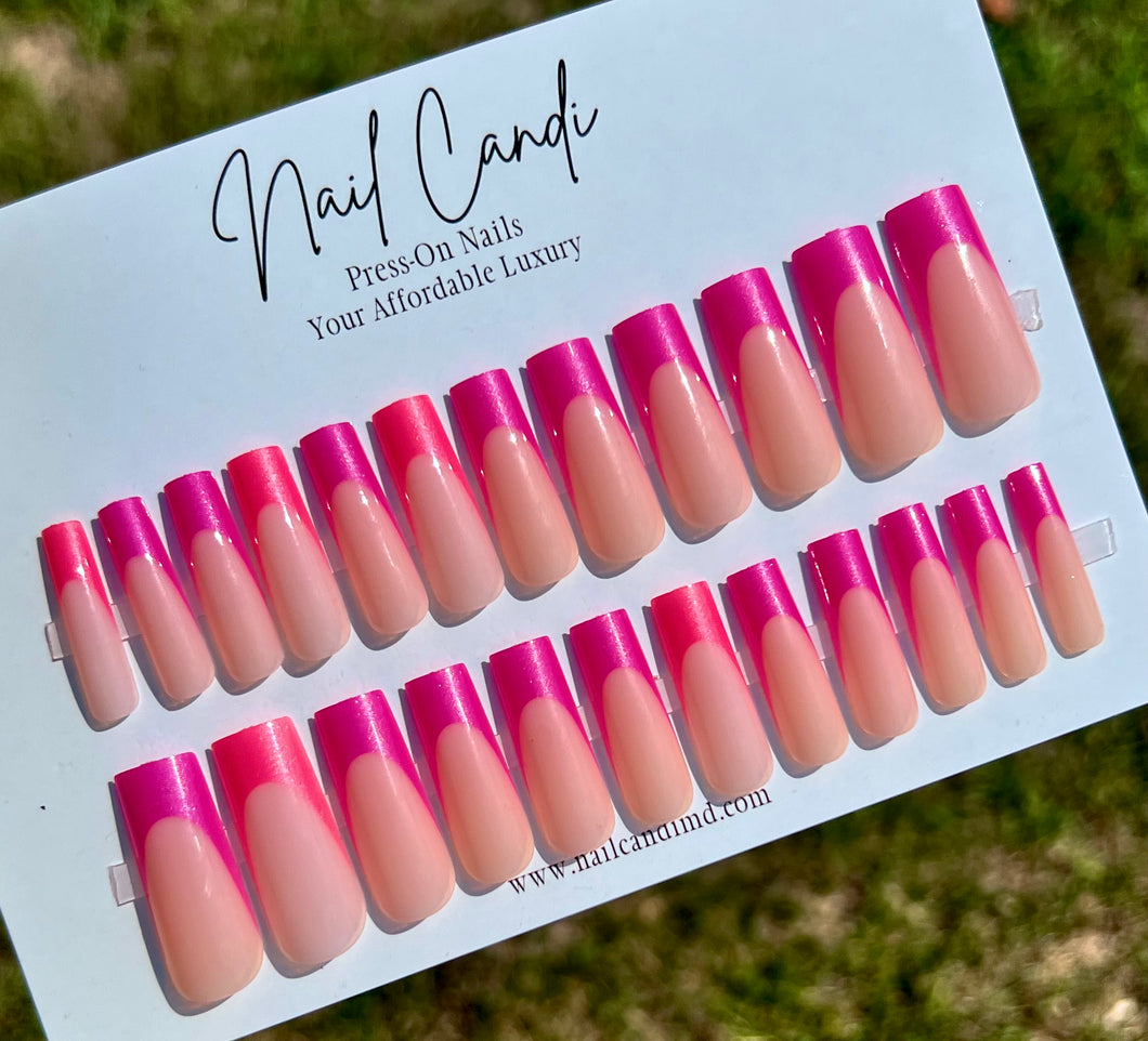 Baddie | Multi-Pink Tapered Square French Nails