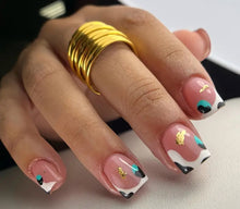 Load image into Gallery viewer, Splash | Short Square Cow Print Abstract Nails
