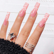 Load image into Gallery viewer, Gianna | Extra Long Square Pink White Pearl Nails
