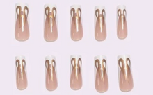 Load image into Gallery viewer, Goldfinger | Extra Long White French Gold Flame Nails
