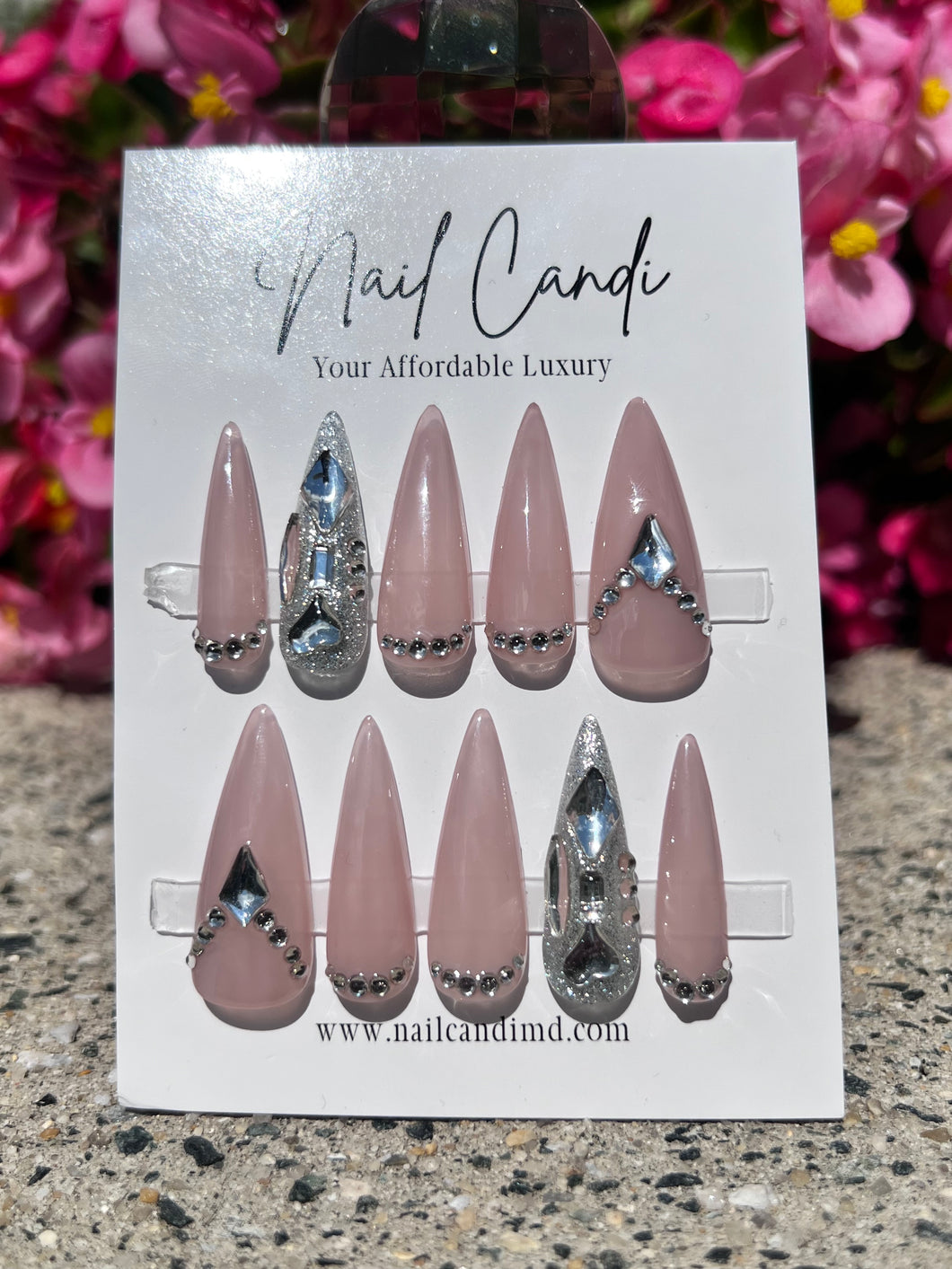 Handmade Long Stiletto Gel Nails | Long Baby Pink Nails