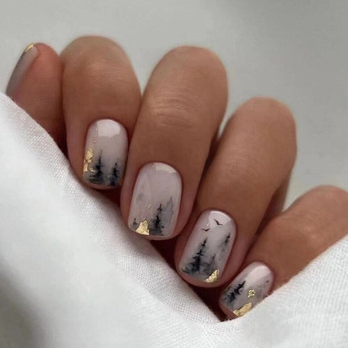 short frosted press-on nails