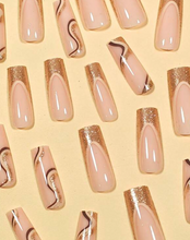 Load image into Gallery viewer, Isla | XL Tapered Square Gold Nude Nails
