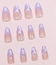 Load image into Gallery viewer, Kehlani | Purple White Almond Nails
