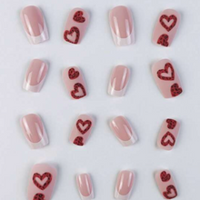 Load image into Gallery viewer, Marnie | Medium Square French Red Heart Nails
