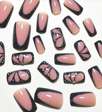 Load image into Gallery viewer, Monarch | Black Butterfly Accent Nails
