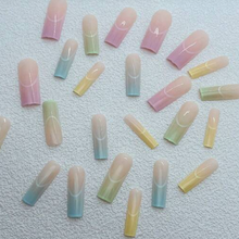 Load image into Gallery viewer, Nicole | Pastel French Tapered Square Nails
