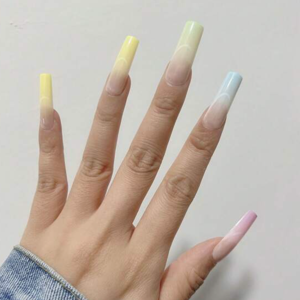 Nicole | Pastel French Tapered Square Nails