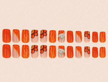 Load image into Gallery viewer, Orange Kaws | Short Square Orange Kaws Inspired Nails

