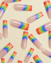 Load image into Gallery viewer, Pride | Extra Long Tapered Square Rainbow French Nails
