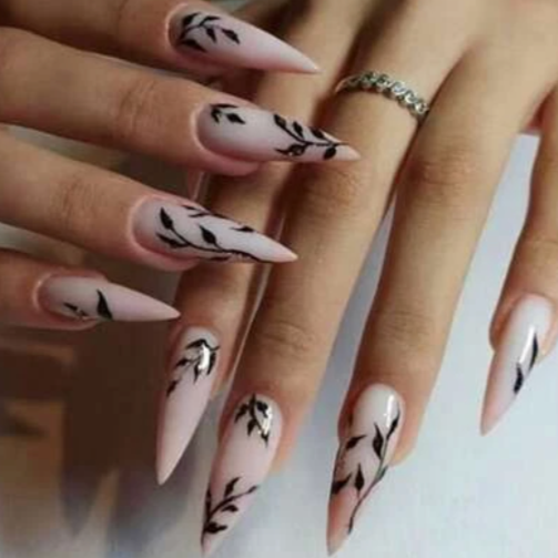 Stiletto Ivy | Long Natural Black Vine Nails