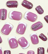Load image into Gallery viewer, Persia | Short Deep Pink French Glitter Nails
