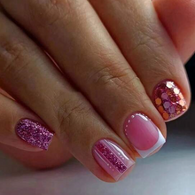 Load image into Gallery viewer, Persia | Short Deep Pink French Glitter Nails
