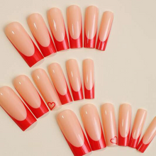 Load image into Gallery viewer, Red Eve | XL Red Tapered Square Heart Nails
