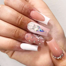 Load image into Gallery viewer, Reign | Medium Square Fancy Nude Bling Nails
