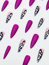 Load image into Gallery viewer, Retro Wave | Stiletto Purple Wave Nails
