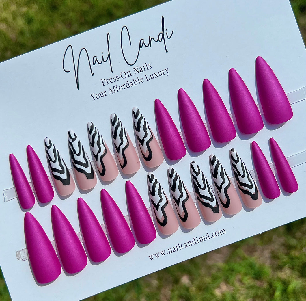 Retro Wave | Stiletto Magenta Purple Nails