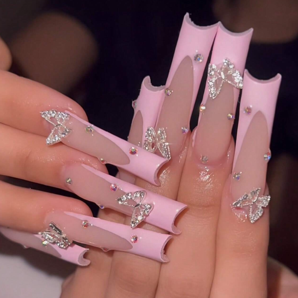 Royal Blush | 2XL Square Well Cut Pink French Nails