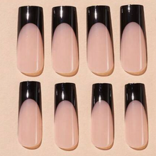 Load image into Gallery viewer, Black Tapered Square French | Tapered Square French Nails
