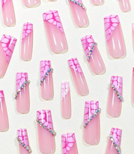 Load image into Gallery viewer, Brittany | Extra Long Diagonal Pink Croc Print Nails
