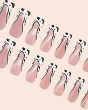 Load image into Gallery viewer, Side Chick | Extra Long Cow Print Abstract French Nails
