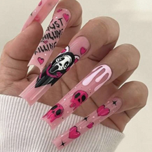 Load image into Gallery viewer, 2xl square pink ghostface heart nails
