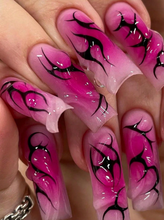 Load image into Gallery viewer, Dagger | Pink &amp; Black Dagger Nails
