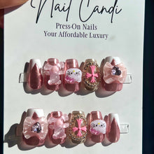 Load image into Gallery viewer, Short Pink Hello Kitty Nails; Hello Kitty Press-Ons
