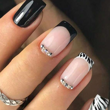 Load image into Gallery viewer, Short Raelynn | Short Black French Zebra Nails
