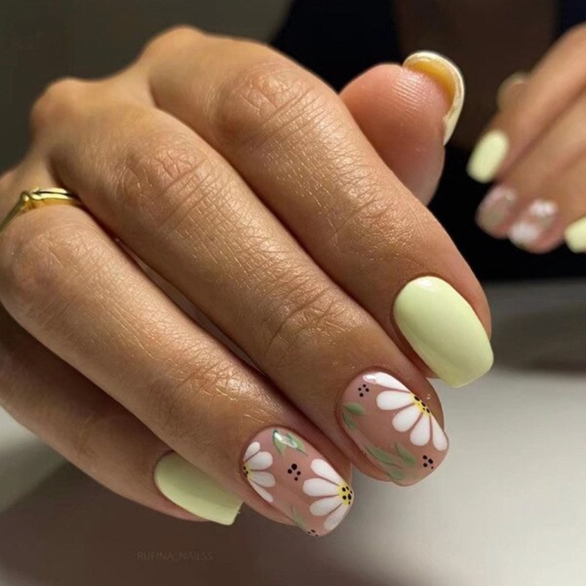 Springtime | Mint Green Flower Nails