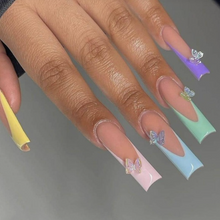 Load image into Gallery viewer, Swarm | Extra Long Pastel French Butterfly Nails
