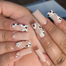 Load image into Gallery viewer, Tabby | Medium Brown Cow Print Nails
