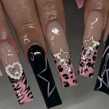 Load image into Gallery viewer, Ultimatum | Extra Long Black Pink Star Charm Nails
