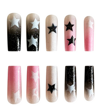Load image into Gallery viewer, Wendy | Black Pink Airbrush Nails
