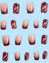 Load image into Gallery viewer, Working Girl | Short Square Red French Accent Nails
