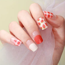 Load image into Gallery viewer, Strawberry Gingham Gel Nails
