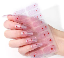 Load image into Gallery viewer, Glitter Hearts Gel Nails
