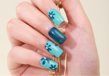 Load image into Gallery viewer, Blue Floral Gel Nails
