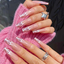 Load image into Gallery viewer, Bae | Extra Long Square Pink Flame Nails
