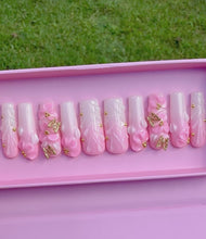 Load and play video in Gallery viewer, Handmade Long Light Pink Square 3D Flower Nails

