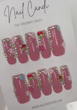 Load and play video in Gallery viewer, Handmade Long Square Pastel Flower Cherry Nails
