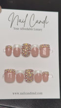 Load and play video in Gallery viewer, Handmade Short Square Rhinestone French Nails
