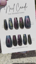 Load and play video in Gallery viewer, Handmade Long Coffin Aurora Nails | Magnetic Gel Nails
