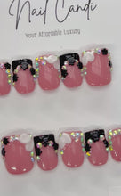 Load and play video in Gallery viewer, Handmade Short Square Black &amp; White 3D Flower French Nails
