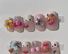 Load and play video in Gallery viewer, Handmade Short Hello Kitty Inspired Nails
