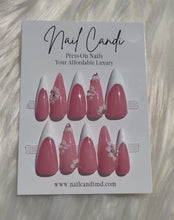 Load and play video in Gallery viewer, Handmade Stiletto French Sculpted Flower Nails
