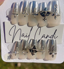 Load and play video in Gallery viewer, Handmade Silver Chrome French Nails
