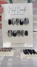 Load and play video in Gallery viewer, Handmade Short Black &amp; Silver Chrome Nails
